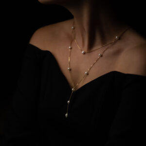 luna lariat necklace gold