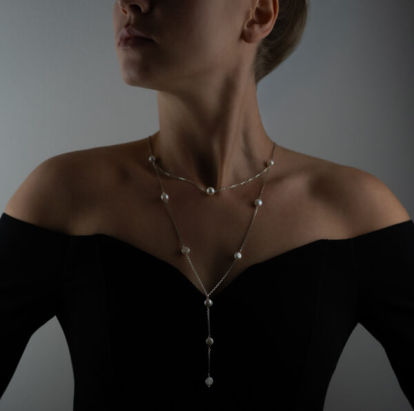 luna lariat necklace silver
