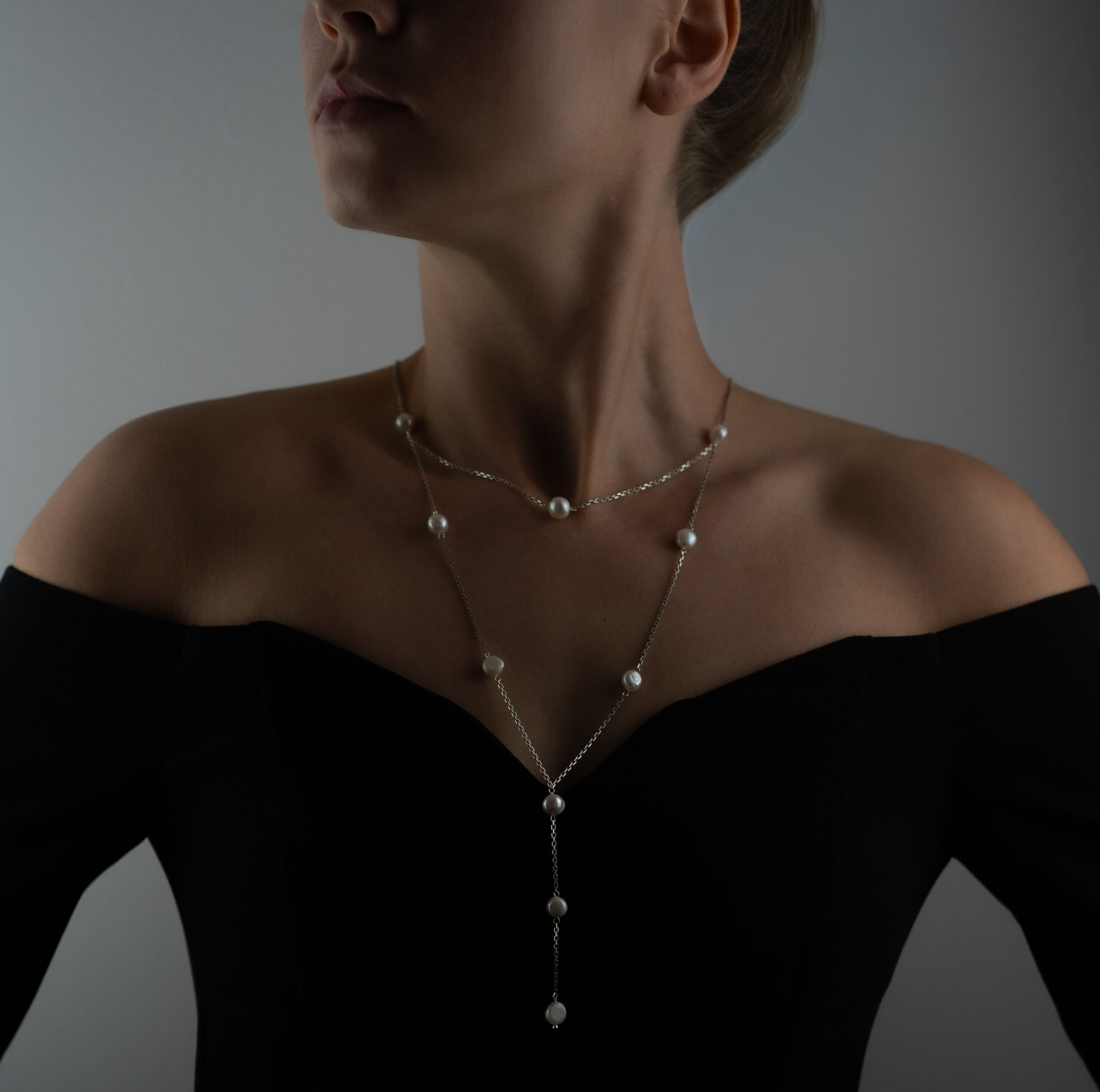 luna lariat necklace silver