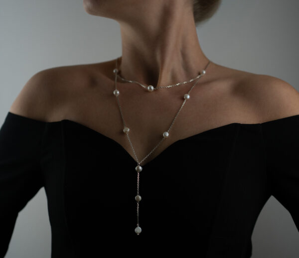 luna lariat necklace silver