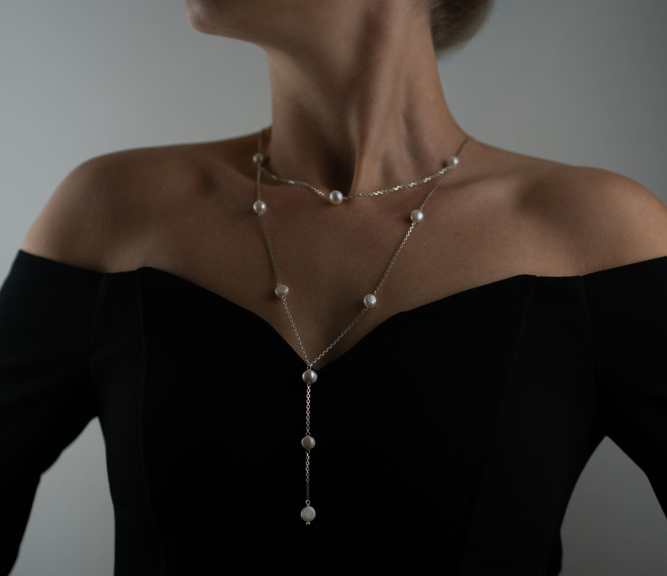 luna lariat necklace silver